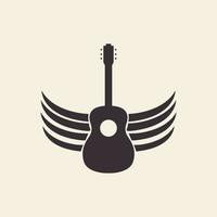 vintage simple guitar with wings logo design, vector graphic symbol icon illustration creative idea