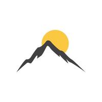 simple vintage mountain with sunset logo design vector graphic symbol icon illustration creative idea