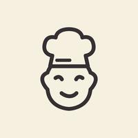 head kids cute smile line chef logo design, vector graphic symbol icon illustration creative idea