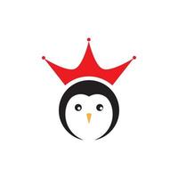pequeño pingüino lindo con diseño de logotipo de corona símbolo gráfico vectorial icono ilustración idea creativa vector