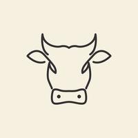 line hipster simple head cow logo design vector graphic symbol icon illustration creative idea