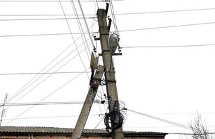 concrete column with electrical wires photo