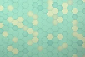 Abstract green and olive hexagon wall background 3d rendering design. Clean and modern three-dimensional visualization photo