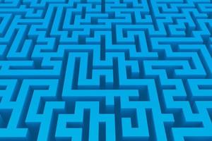 Blue maze abstract pattern design. Isometric depth labyrinth background. Abstract 3d illustration photo