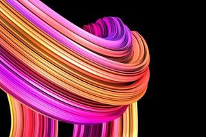 Modern abstract black background with twisted colorful flow liquid shape 3d rendering photo