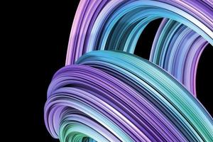 Abstract background 3D rendering. Colorful twisted shapes in motion. Digital art for posters, flyers, banner backgrounds, for design elements. Holographic foil tape isolated on black background. photo