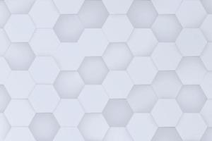 diseño de fondo de pared hexagonal blanco abstracto. visualización de renderizado 3d limpia y moderna foto