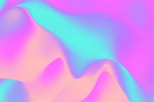 The trendy iridescent digital design concept of abstract wavy liquid background in unicorn color. Modern fluid gradient texture 3d rendering photo