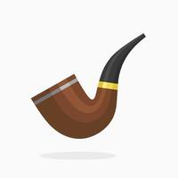 wooden tobacco pipe flat vector illustration with simple design