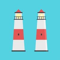 lighthouse flat icon illustration in white and red striped color for summer, marine and other design elements about sea and beach vector