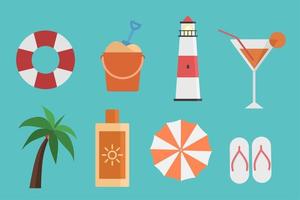 conjunto de iconos de verano para elementos de diseño de vacaciones de verano o playa, como pancartas, carteles, publicidad, marketing, etc. vector