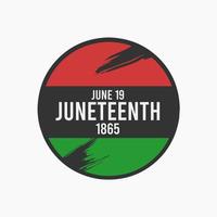 emblema del 19 de junio con bandera roja, negra y verde para la celebración del día de la libertad del 19 de junio vector