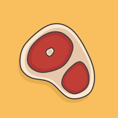 simple red raw meat cut flat icon for design elements