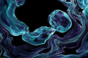 Colored pigments with smooth thick drops 3d illustration. Fluid art background. Abstract liquid in tech futuristic style photo