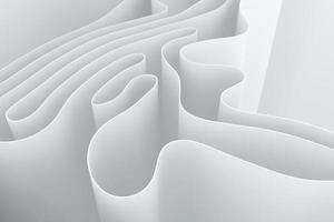 The white twisted waves 3d illustration. Abstract curve paper background photo