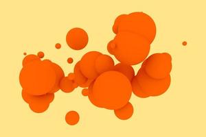 Abstract orange dynamic motion balls 3d illustration. Moving circle spheres with noise shadows vivid background