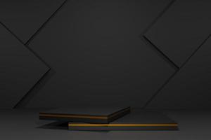 Minimal geometric podium on dark background for product presentation. 3d rendering photo