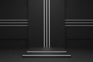 Minimal geometric podium on dark background for product presentation. 3d rendering photo