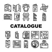 Catalog And Booklet Collection Icons Set Vector