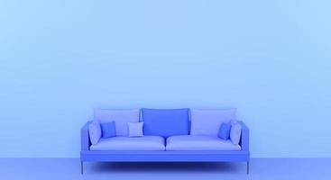 3D rendering single isolated blue couch and copy space for web page, presentation picture frame background and other photo