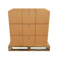 Stack boxes on pallet and white background , 3D rendering photo