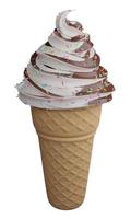 Two-tone Soft Serve ice cream cone isolated , 3D rendering photo