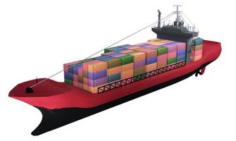 Cargo ship isolated on white background , 3D rendering photo