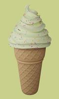 Vanilla ice cream cone isolated , 3D rendering photo