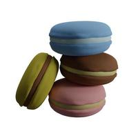 Set of four macarons in different taste , 3D rendering photo