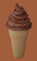 Chocolate ice cream cone isolated , 3D rendering photo