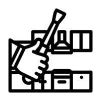 kitchen unit repairs line icon vector illustration