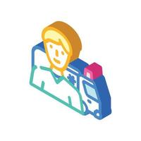 ambulance medical worker isometric icon vector illustration