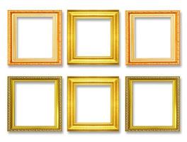 Conjunto de marco dorado vintage aislado sobre fondo blanco. foto