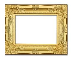 Gold picture frame on white background. photo
