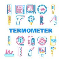 Thermometer Device Collection Icons Set Vector color