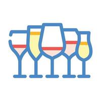 copas de vino color icono vector ilustración