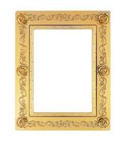 Gold picture frame on white background. photo