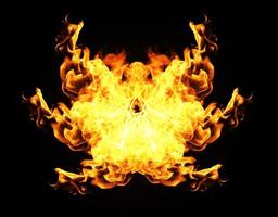 Fire flames collection isolated on black background photo