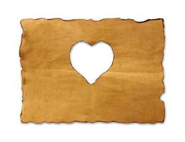 hoja de papel vieja con el símbolo del corazón para el fondo foto