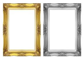 antique gray and gold frame isolated on white background