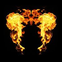 Fire flames collection isolated on black background photo