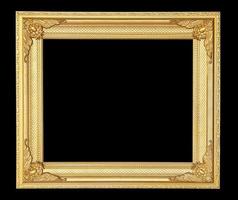 The antique gold frame on the black background photo