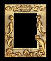 Gold picture frame on black background. photo