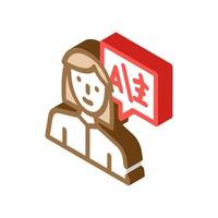 interpreter woman job isometric icon vector illustration