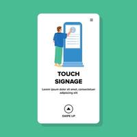 Touch Signage On Digital Touchscreen Panel Vector