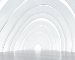 Futuristic sci-fi minimalist architecture with product presentation. 3d rendering photo