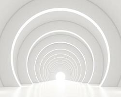 Futuristic sci-fi minimalist empty room with product presentation. 3d rendering photo