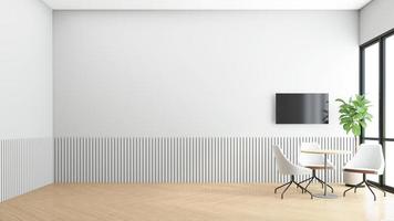 habitación vacía de estilo minimalista con una pequeña mesa de conferencias. representación 3d foto