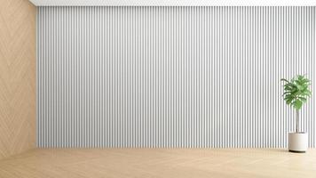 Minimalist empty room with gray wall and wood floor. 3d rendering