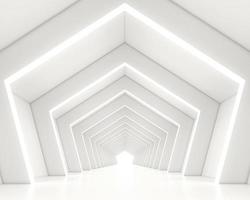 Futuristic sci-fi minimalist empty room with product presentation. 3d rendering photo